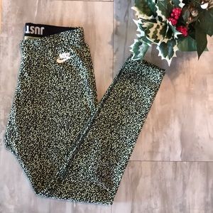 Green and black cotton Nike workout pants